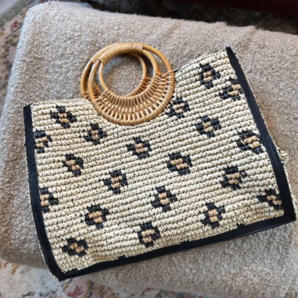 H&M Straw Summer Bag with Circular Handles